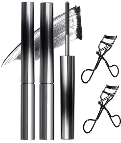 Nour Iron Wand Mascara, Nour Iron Mascara, Nour - Iron Wand Mascara, Iron Wand Mascara, Metal Rod Mascara, 3D Curling Iron Mascara, wasserfest, flockensicher, langlebig (2black)