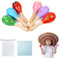 6 Stück Maracas aus Holz, Mini Holz Maracas, Farbig Handbemalt Hölzerne Maracas, Naturholz Maracas Klapper, Rassel Musikinstrument für Unterwegs, Geburtstagsfeiern, Karneval