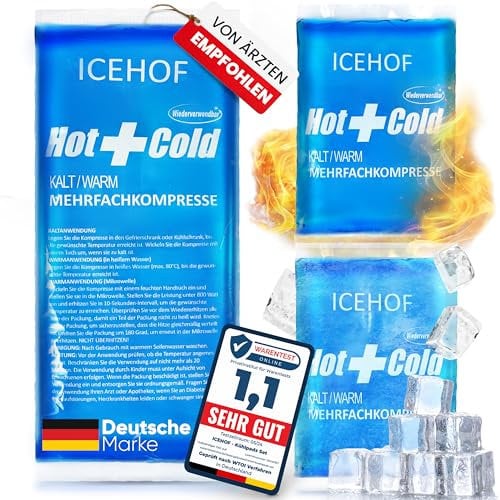 ICEHOF Set di 3 cuscinetti refrigeranti moderni, in gel morbido, lunga durata di raffreddamento, per il raffreddamento, per il raffreddamento, per il raffreddamento, per il freddo, per il