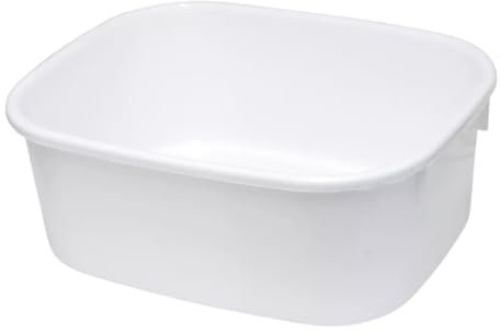 LUCY Unbreakable Rectangular Washing Up Bowls - Large 15-Inch & Small 13-Inch, Lightweight, Multi-Purpose Plastic Basin for Mixing, Sink Tidy Organizers (White, Large Oblong Bowl 15 inch)