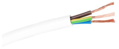Cable de mangera redonda 3x1.5mm blanco, 100m; ideal para instalaciones eléctricas y conexión de equipos en exteriores.