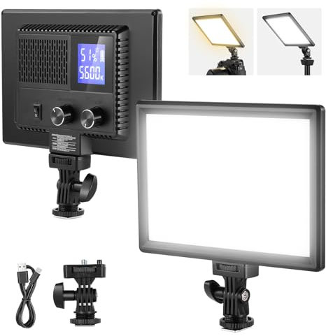 NEEWER Panneau Lumineux Vidéo LED 9, Éclairage Doux Réglable DSLR Camera, Batterie Rechargeable 4000mAh, Ports USB C, 3200K~5600K CRI95+ 600Lux pour Photo Vidéo Streaming, NL-116AI