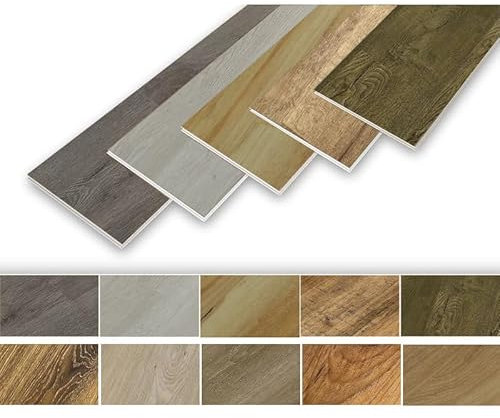 Suelo vinílico rígido SPC con sistema de clic, diseño tipo baldosa, resistente al agua, 4 mm + 1 mm de aislamiento acústico, para suelo radiante (Antwerp Ash, 1 muestra)