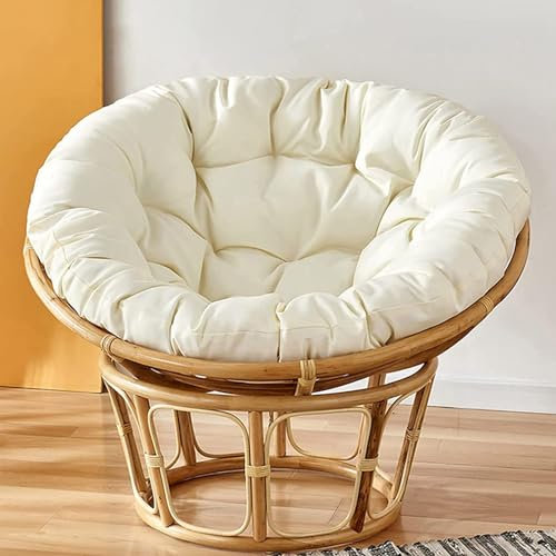 Papasansessel Kissen rund weiß Polyrattan Hängesessel Kissen für 130x130 cm Papasansessel