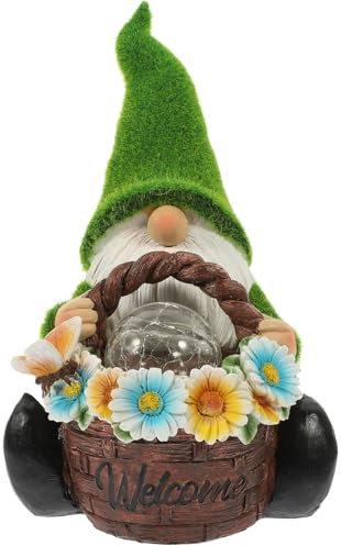 POPETPOP Nain De Jardin en Résine Lampe Solaire Dextérieur Décoration De Jardin Bs3009