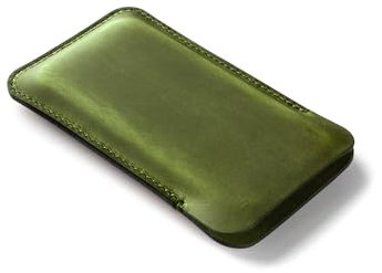 Crazy Horse Craft, Full Leather Case for iPhone 13 Pro Max, Alpine Green, Cell Phone Sleeve Mobile Cover Holder Sock Pouch Pocket Bag EDC Accessories Soft Slim Protective Bumper - Enlarged
