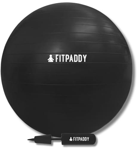 FITPADDY Gymnastikball 65 cm für Yoga, Fitness, Pilates - Robust, sicher und perfekt für Training und Rehabilitation zu Hause und im Fitnessstudio