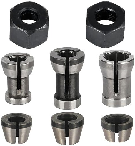 Set di 8 pinze di serraggio per Einhell Katsu Bosch Dewalt, 6 adattatori a morsetto (6 mm, 6,35 mm, 8 mm) + 2 dadi per macchina per incisione