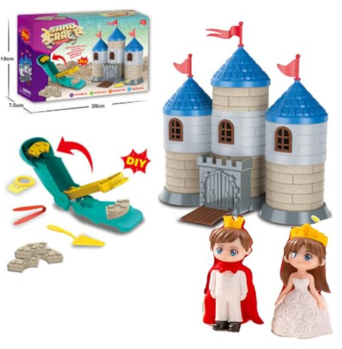 VBACALA Sabbia Magica Set- Giocattoli per Bambini con 750g di Sabbia Magica, Strumenti per Costruire Castelli, Principessa e Principe, Regalo Giocattoli Educativi per Ragazzi e Ragazze 3-6 Anni