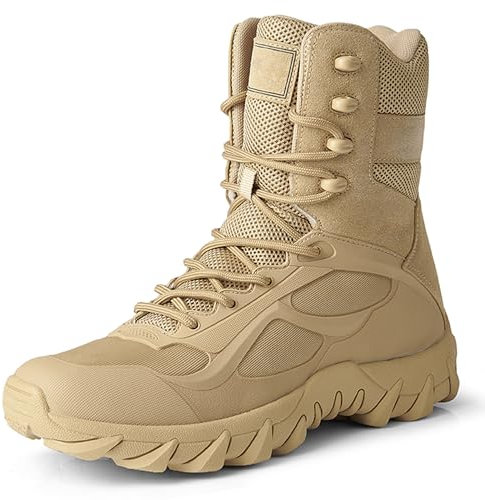 BASANYAO Herren Militärstiefel Arbeitsstiefel Einsatzstiefel mit Reißverschluss Taktische Boot Security Stiefel Kampfstiefel Springerstiefel Armee Outdoor Trekking Schuhe 39-46 EU