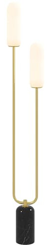 HOMCOM Lampadaire sur pied de salon lampe sur pied moderne avec 2 abat-jours en verre, base en marbre et interrupteur, pour salon et chambre, 150H cm, blanc