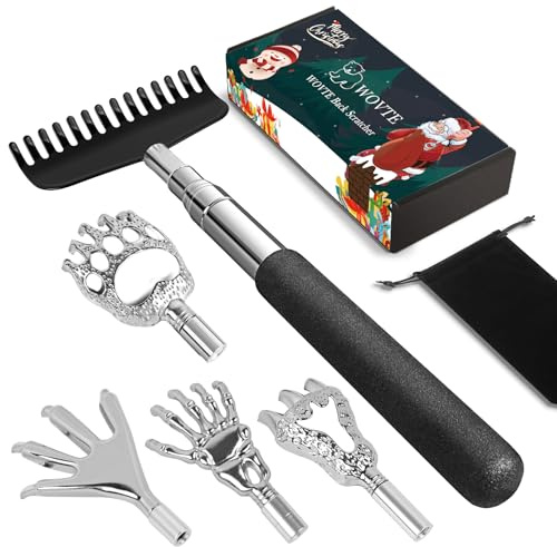 WOVTE Christmas Back Scratcher with 5PCS Detachable Scratching Heads | Ideal Stocking Fillers for Men Women, Perfect Christmas Mens Gifts, Gifts for Men Husband Dad, Funny Gifts Cool Gadget