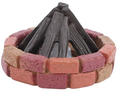 CHICIRIS Faux Feu de Camp, Faux Feu de Camp Miniature à LED en Résine avec Scintillement pour Les Affichages de Scène Extérieure de Maison de Poupée, Mini Ornement de de alimenté par Batterie pour