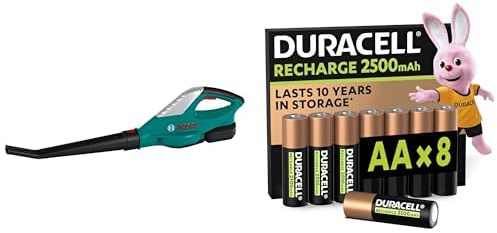 Theo Klein Bosch Leaf Blower, 3+ years, & Duracell AA Rechargeable 8 pack, 2500mAh