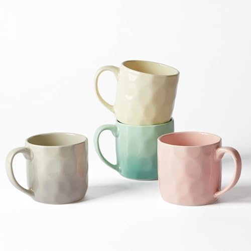 Jiwoo 4er Kaffeetassen 360 ml Keramik – Cappuccino- & Teetassen | Bunte Keramiktassen, spülmaschinen- & mikrowellengeeignet – ideal für Kaffee, Cappuccino, Espresso, Latte & Tee