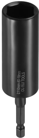 QUARKZMAN Steckschlüssel 18mm 6-Punkt mit Sechskantschaft & Bohrerspitze | Stecknuss mit 1/4 Sechskantschaft, 110mm Lang Bohrerspitze Antriebe Schnellwechsel Cr-V Stahl Schraubendreher für Reparatur