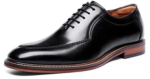 DESAI Herren Businessschuhe Hochzeitsschuhe Leder Oxford Anzugschuhe, Schwarz, 43 EU