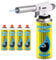Bond Hardware® White Blow Torch Welding Iron Soldering Lighter Flame Gun Burner + Gas Refills (Gas Torch + 4 Refills)