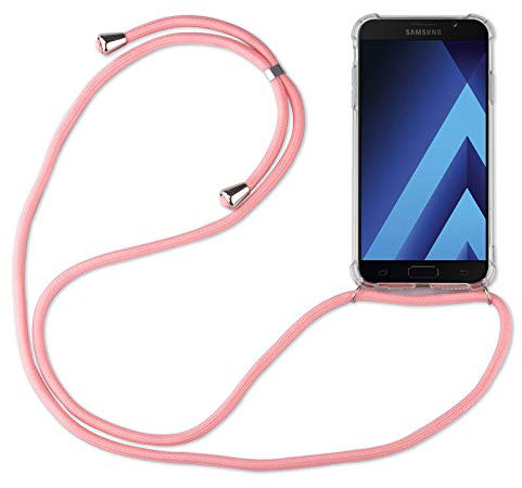 Hülle Kompatibel mit Samsung Galaxy A5 (2017) | Handykette Smartphone Halskette Hülle mit Band | Handyhülle mit Kordel zum Umhängen Kompatibel für Galaxy A5 (2017) | Rosa