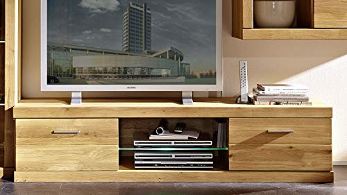 Möbel Akut TV-Board Lowboard TV-Schrank TV-Bank Pur Wildeiche teilmassiv Glas LED 42 cm
