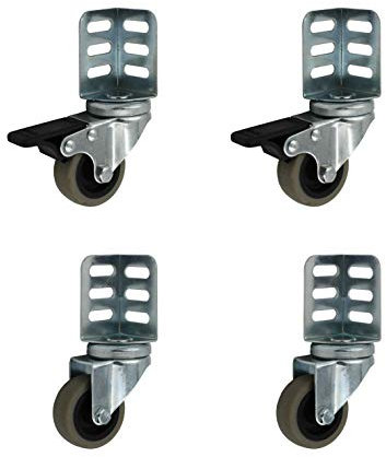 Set 2+2 Apparaterollen 50 mm Regale Lenkrollen Bremse m. Winkel Transportrollen