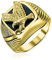 Bling Jewelry Personalisieren Sie Den Großen Statement Quadrat Ring Für Herren In Schwarz Mit Patriotischem Usa Amerikanischem Weißkopfseeadler Signet Vergoldet Mit Silberfarbenem Edelstahl