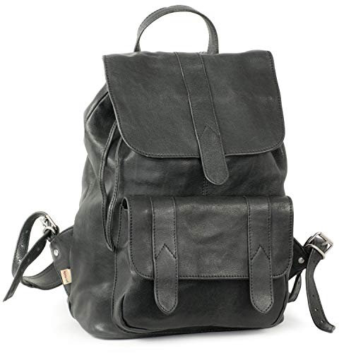 Jahn-Tasche â€“ Mittel-GroÃŸer Lederrucksack/Cityrucksack GröÃŸe M aus Nappa-Leder, Schwarz, Modell 519