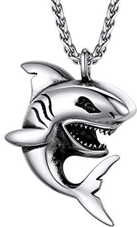PROSTEEL Shark Tooth Necklace for Men Stainless Steel Shark Jewelry Men Fish Charm Cool Necklace