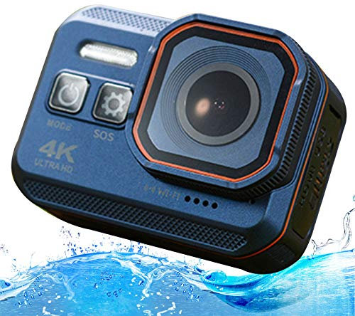 Appareil Photo Etanche Full HD 4K 24FPS Appareil Photo étanche Selfie IP68 Professional étanche Télécommande Sans Fil Intelligente pour la Randonnée ou les Voyages en Bord de Mer en Famille,Bleu