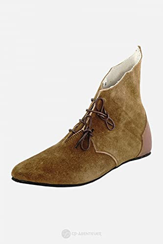 CP-Schuhe Mittelalter Schuhe Halbstiefel aus Rauhleder, Braun Schuhgröße 47