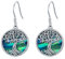Odinstone Boucles d'oreilles Arbres de la vie pour Femmes en Argent Sterling 925, Boucles D'oreilles Pendantes avec coquille d'ormeau Bijoux Femme Cadeaux de noël Femme
