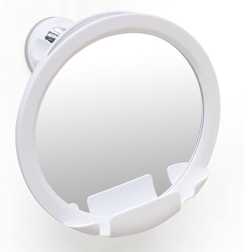 MIRRORVANA Fogless Shower Shaving Mirror with Razor Holder, 20 cm (White)