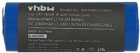 vhbw Battery Replacement for battery CR17450E-R (3V, Lithium) for Various Devices, 3-Pin PCB Solder Connection