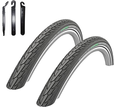 2 x Schwalbe Road Cruiser Fahrradreifen K-Guard Decke Schwarz Reflex 37-622 (28 x 1,40) inkl. 3 Reifenheber