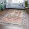 TT Home Wohnzimmer Teppich Flachgewebe Marokkanisch Design Used Look Ornamente Waschbar, Farbe:Bunt 3, Größe:140x200 cm