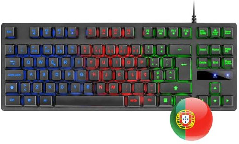 Mars Gaming , USB 2.0, MK02 Negro, Teclado Gaming H-Mech, Compacto TKL, FRGB Rainbow, Antighosting, Idioma Portugués