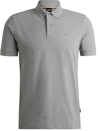 BOSS Herren Pallas Pallas Poloshirt aus Baumwoll-Piqué mit Logo-Details Silber XXXL