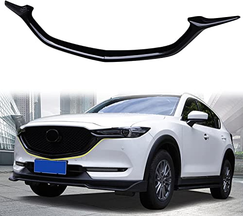 für CX-5 KF 2018-2021 Exterieur Vordere Kühlergrill Dekor 2 Stück ABS Kunststoff (Schwarz glänzend)