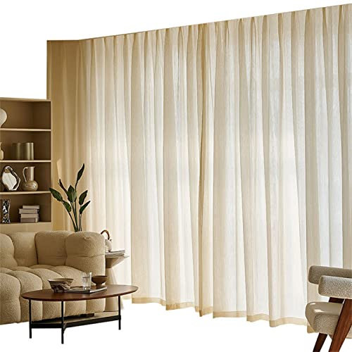 Voile Gardinen Vorhang Gardinen Transparent , 2 Stück Gardinen Vorhänge Vorhang Blickdicht mit Ösen Wohnzimmer Schlafzimmer Stores Küche - Gold(B132 x H160cm)