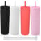 Volhoply 600ml Tumbler en Plastique Réutilisables Lot de 4,Tasse en Plastique à Double Paroi avec Couvercle et Paille,Gobelets à Café en Acrylique de Matte Libre BPA pour Soirées,Cadeaux(Mixte,4 Set)