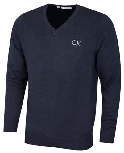 Calvin Klein Mens V-Neck Sweater - Navy Marl - S