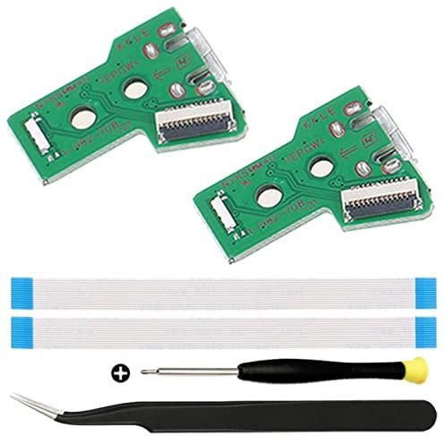 ZHUROUPU JDS-055/JDS-050 Replacement Micro USB Charging Port Adaptor Repair Part Charger Socket Circuit Board with 12 Pin Flex Cable for PS4 Wireless Controller for Dualshock 4 Controller (6Pcs)