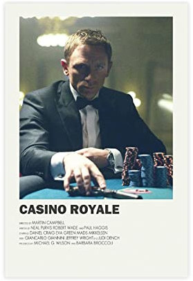 KOURT Casino Royale Vintage Minimalistisches Filmposter Leinwand Poster Wandkunst Dekor Druck Bild Gemälde für Wohnzimmer Schlafzimmer Dekoration Rahmen: 40 x 60 cm
