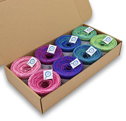 Farbverlaufsgarn, Wunderkiste 3-fädig 2.000m, (8 X 250m) 400g, BOBBEL Farbverlaufsgarn zum Stricken und Häkeln, Garn, Wolle, Yarn for knitting and crocheting (WU0074)