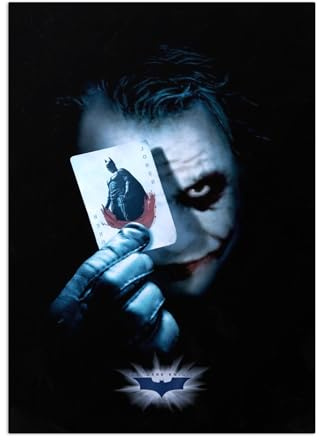 Displate Offiziell Batman MetallPoster Magnetische Befestigung Inklusive Lizenziert Bilder Hochwertiges Poster The Dark Knight - Joker with Batman card Poster 45 cm x 32 cm