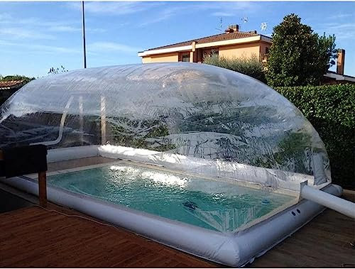 Può Essere Personalizzato Copertura Del Tetto Della Copertura Della Cupola Della Piscina Gonfiabile Trasparente, Copertura Della Piscina TPU Fuori Terra Piscina Esterna Resto Antipioggia,10*5*3M