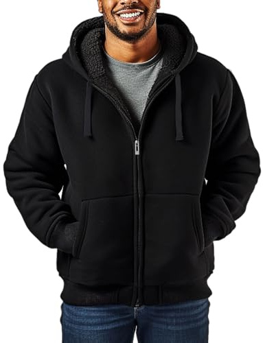 Butygity Felpe con cappuccio foderate in sherpa da uomo pesante con zip intera felpa in pile spesso cappotti caldi invernali