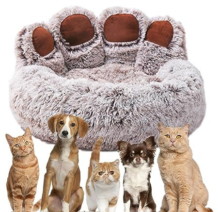 Hundebett-Kuscheltier - rutschfeste, Flauschige Couch in Pfotenform mit herausnehmbarem Innenpolster - Pfotenförmiges Bett für Hunde und Katzen, Welpen und Kätzchen