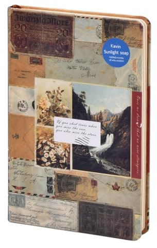 Notizbuch A5 Vintage, 21x14,2 cm Retro Leeres Tagebuch, Bullet Journal Reisetagebuch Blanko, Ästhetisches Notizbuch Nachfüllbares Tagebuch für Frauen Männer, 100 Seiten (D)