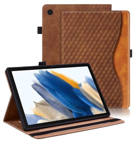 Vkooer Funda para Samsung Galaxy Tab A8 10.5 Pulgada 2022/2021 Carcasa PU Cuero [Auto-Sueño/Estela] SM-X200/X205/X207 Flip Case Cover con Ranura para Tarjetas y Función de Soporte - Marrón